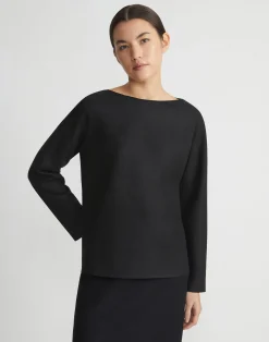 Boiled Wool-Cashmere Jersey Bateau Neck Top