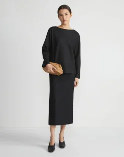 Boiled Wool-Cashmere Jersey Bateau Neck Top
