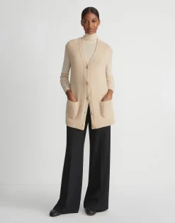 Camel Hair Chainette Button Sweater Vest