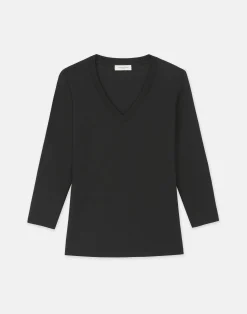 Cotton Rib V-Neck T-Shirt
