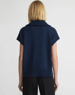 Cotton-Silk Tape Half Zip Sweater