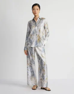 Eco Fern Print Silk Twill Riverside Pant