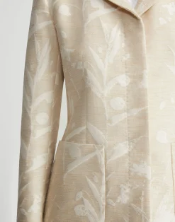 Eco Flora Jacquard Cotton-Silk Patch Pocket Blazer