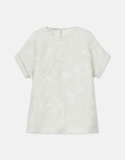 Eco Flora Jacquard Linen-Viscose T-Shirt Blouse