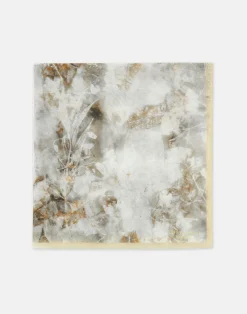 Eco Leaves Print Cotton-Silk Scarf