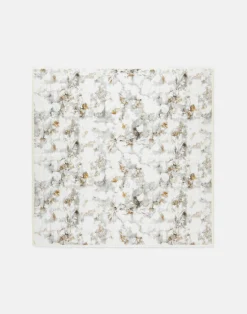 Eco Leaves Print Cotton-Silk Scarf