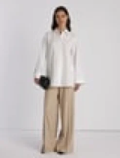 Embroidered Rose Organic Cotton Poplin Oversized Shirt