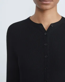 Finespun Voile Ribbed Long Cardigan