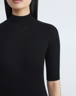 Finespun Voile Ribbed Short Sleeve Sweater