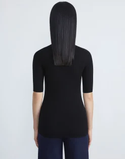 Finespun Voile Ribbed Short Sleeve Sweater