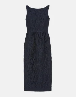 Flora Bloom Cloqué Jacquard Cotton-Silk Midi Dress