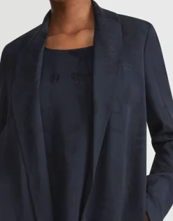 Flora Bloom Cloqué Jacquard Viscose Shawl Collar Jacket