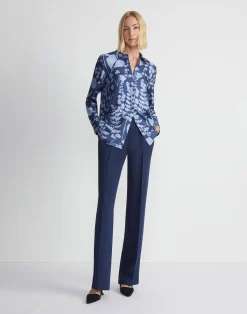 Flora Print Silk Twill Buttoned Blouse