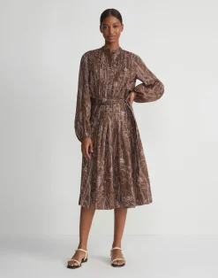 Flora Print Sustainable Gemma Cloth Voile Pintuck Midi Dress