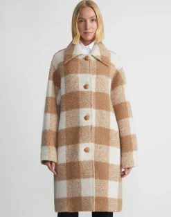 Gingham Alpaca-Wool Bouclé Double Face Oversized Coat