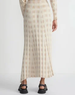 Gingham Responsible Matte Crepe Knit Asymmetric Skirt