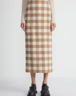 Gingham Wool Maxi Pencil Skirt
