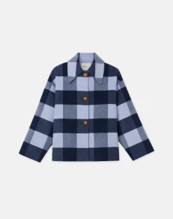 Gingham Wool-Cashmere Double Face Oversized Swing Coat