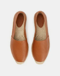 Grained Calfskin Leather Slip-On Espadrille