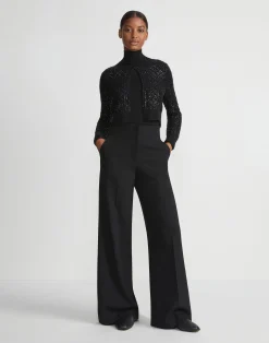 Hand-Embellished Cashmere Lace Stitch Cropped Cardigan