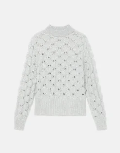 Hand-Embellished Cashmere-Alpaca Lace Stitch Sweater