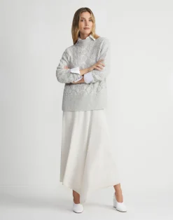 Hand-Embellished Cashmere-Alpaca Lace Stitch Sweater