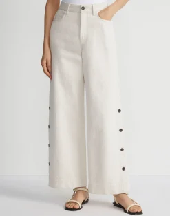 L148 Denim Wyckoff Button Wide Leg Jean