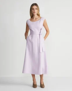 Linen Fit & Flare Midi Dress