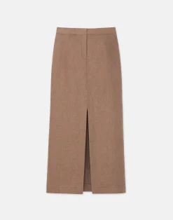 Linen Slit Front Maxi Skirt