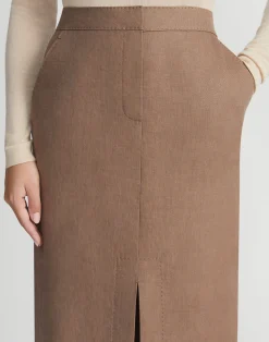 Linen Slit Front Maxi Skirt