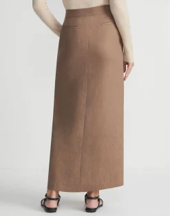 Linen Slit Front Maxi Skirt