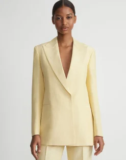 Linen-Viscose Peak Lapel Blazer