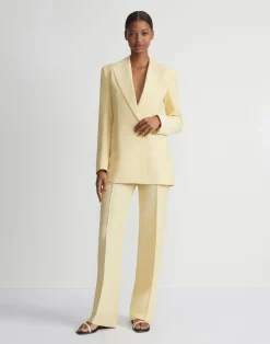 Linen-Viscose Peak Lapel Blazer