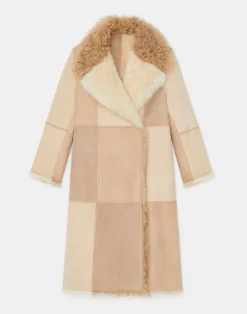 Long Hair Shearling Reversible Double-Breasted Overcoat