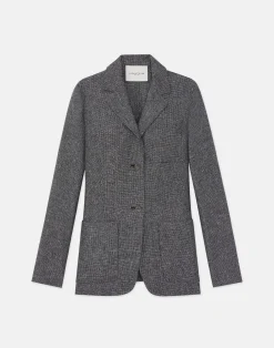 Marled Linen Basketweave Three Pocket Blazer