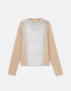Metallic Foil Print Cashmere Crewneck Sweater