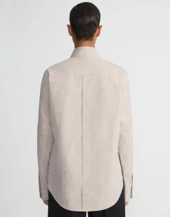 Micro Gingham Cotton Poplin High Collar Shirt