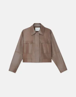 Nappa Leather Patch Pocket Bomber Jacket