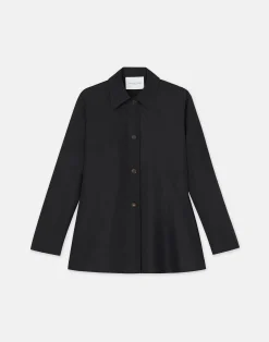 Organic Cotton Poplin Flounced Shirt Jacket