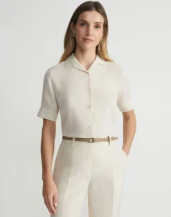Organic Silk Georgette Notch Collar Blouse