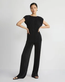 Recycled Poly Satin Plissé Dolman Blouse
