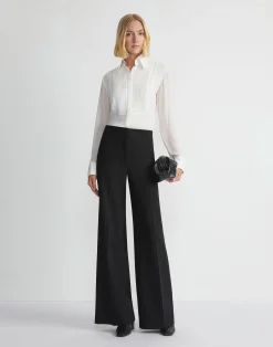 Silk Georgette Pintuck Bib Blouse