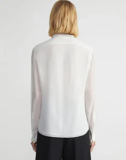 Silk Georgette Pintuck Bib Blouse