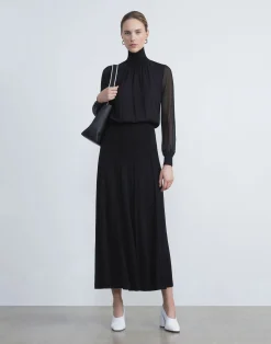 Silk Georgette Turtleneck Blouse