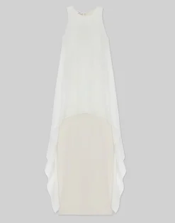 Silk Organza Overlay Tie Back Gown