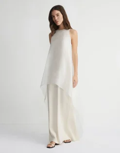 Silk Organza Overlay Tie Back Gown