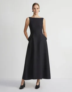 Silk-Linen Bateau Gown