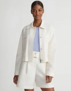 Silk-Linen Tapered Bomber Jacket