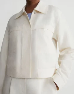 Silk-Linen Tapered Bomber Jacket