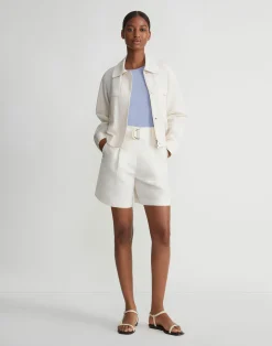 Silk-Linen Tapered Bomber Jacket